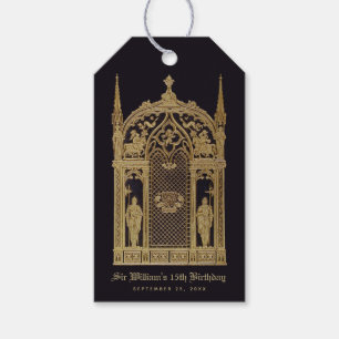 Mediaeval Themed Birthday Black Gold Gothic Knight Gift Tags