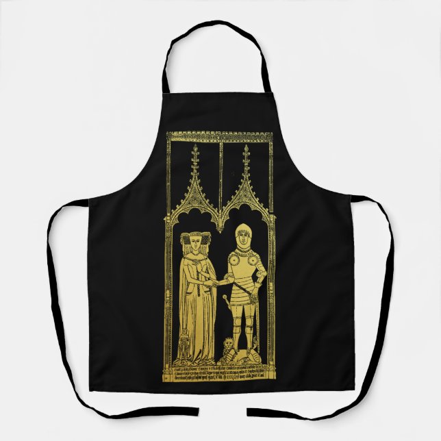 Mediaeval Tomb Brass Rubbing Knight, Lady and Chil Apron (Front)