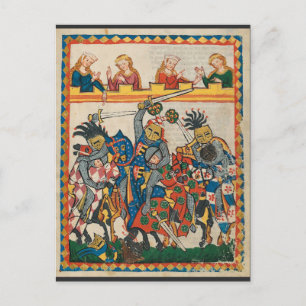 Mediaeval Tournament, 14th Century Postcard