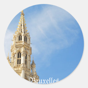 mediaeval Town Hall in Brussels Classic Round Sticker