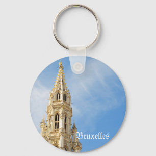 mediaeval Town Hall in Brussels Key Ring