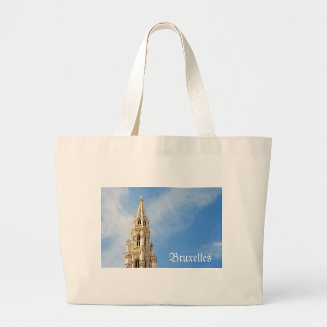 mediaeval Town Hall in Brussels Large Tote Bag (Front)