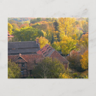 Mediaeval town in fall postcard