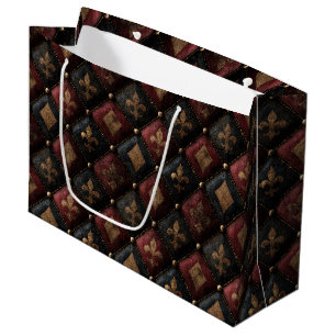 Mediaeval Tufted Fleur-de-Lis Harlequin Pattern (1 Large Gift Bag