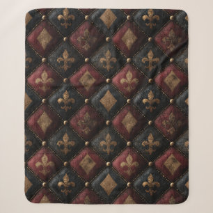 Mediaeval Tufted Fleur-de-Lis Harlequin Pattern (1 Sherpa Blanket