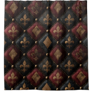 Mediaeval Tufted Fleur-de-Lis Harlequin Pattern (1 Shower Curtain