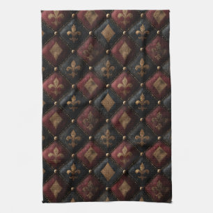 Mediaeval Tufted Fleur-de-Lis Harlequin Pattern (1 Tea Towel