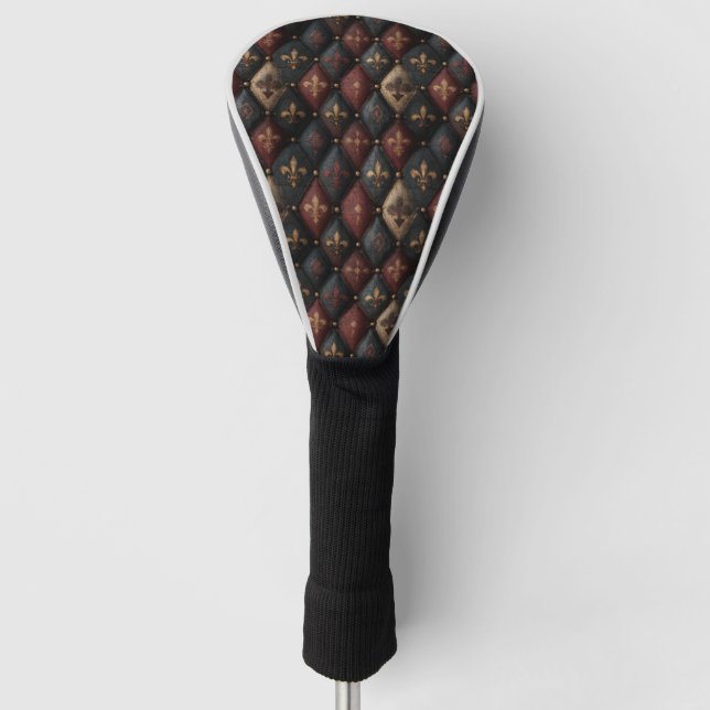 Mediaeval Tufted Fleur-de-Lis Harlequin Pattern (2 Golf Head Cover (Front)