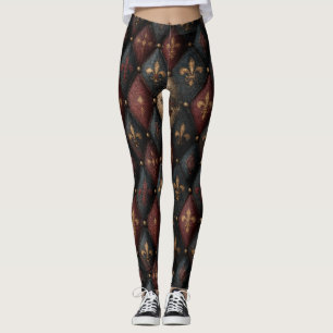 Mediaeval Tufted Fleur-de-Lis Harlequin Pattern (2 Leggings