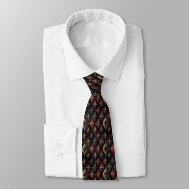 Mediaeval Tufted Fleur-de-Lis Harlequin Pattern (2 Tie (Tied)