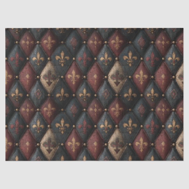 Mediaeval Tufted Fleur-de-Lis Harlequin Pattern (2 Tissue Paper (Front)