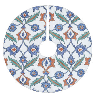 Mediaeval Turkish Tiles: Floral Ornament. Brushed Polyester Tree Skirt