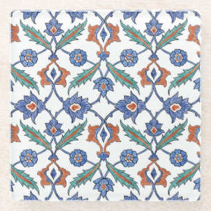 Mediaeval Turkish Tiles: Floral Ornament. Glass Coaster
