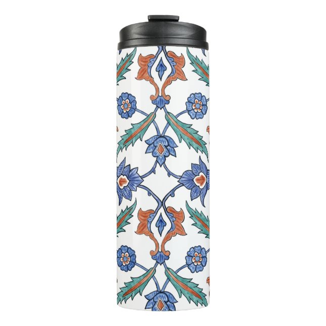 Mediaeval Turkish Tiles: Floral Ornament. Thermal Tumbler (Front)