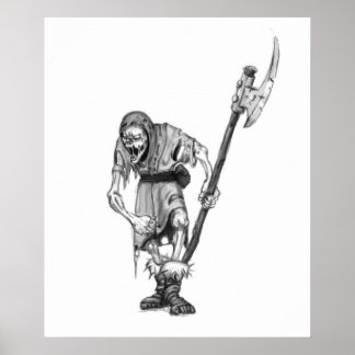 Mediaeval Undead Fantasy Monster Drawing Poster