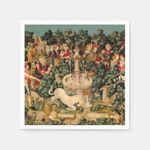 Mediaeval Unicorn Tapestries Print: Met Cloisters Napkin