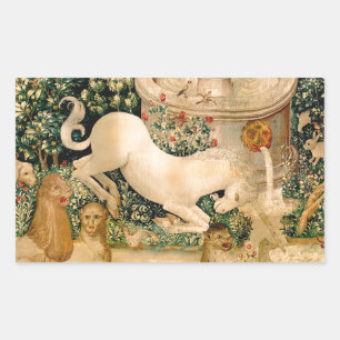 Mediaeval Unicorn Tapestries Print: Met Cloisters Rectangular Sticker
