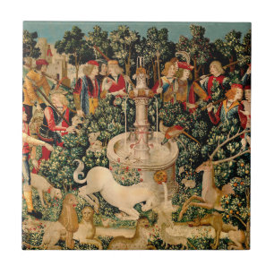 Mediaeval Unicorn Tapestries Print: Met Cloisters Tile