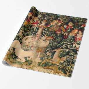 Mediaeval Unicorn Tapestries Print: Met Cloisters Wrapping Paper