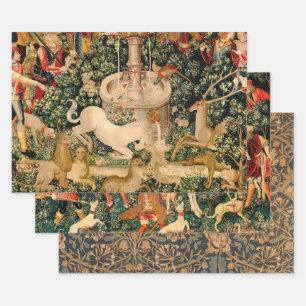 Mediaeval Unicorn Tapestries Print: Met Cloisters Wrapping Paper Sheet