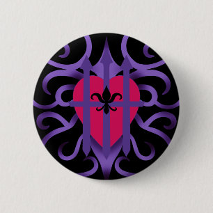 Mediaeval Valentine pink captured heart 6 Cm Round Badge