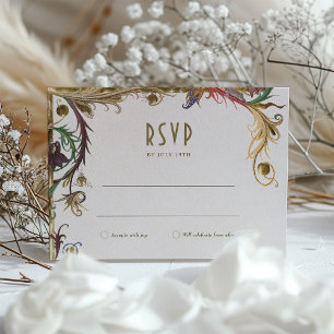 Mediaeval Victorian Wedding RSVP Vintage Florals Invitation