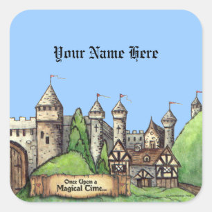 Mediaeval Village Design Square Sticker