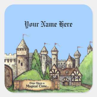 Mediaeval Village Design Square Sticker