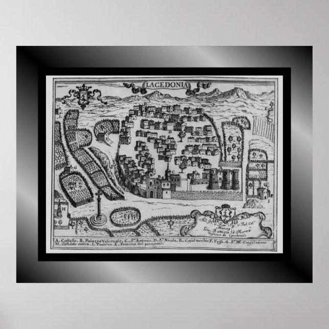 Mediaeval Village Map ~ Lacedonia ~ Italy~    Post Poster (Front)