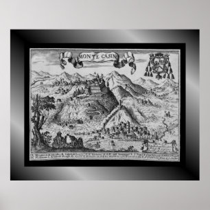 Mediaeval Village Map Monte Casino ~ Italy~   Post Poster