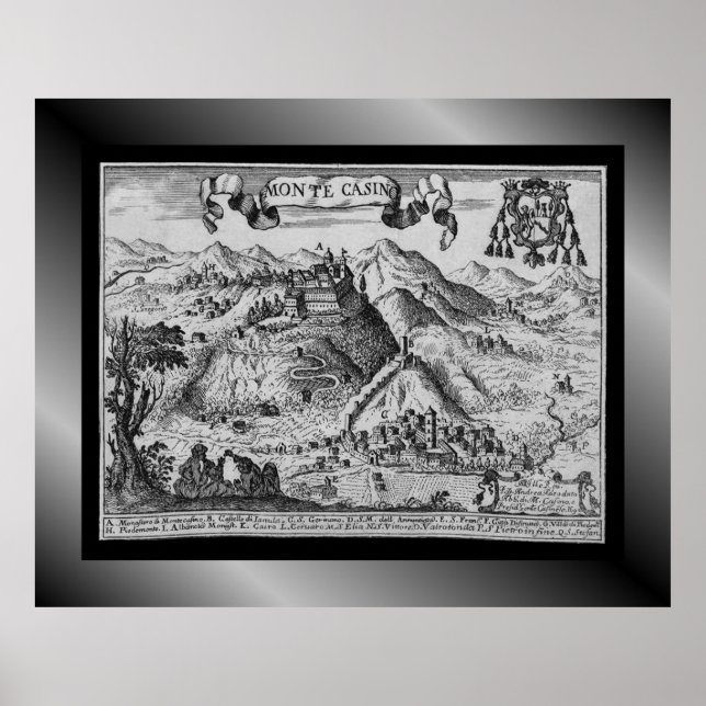 Mediaeval Village Map Monte Casino ~ Italy~   Post Poster (Front)