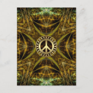 Mediaeval Visions Golden Peace Symbol Postcard