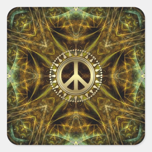 Mediaeval Visions Golden Peace Symbol Postcard Square Sticker (Front)