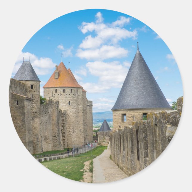 Mediaeval Walls of Carcassonne Classic Round Sticker (Front)