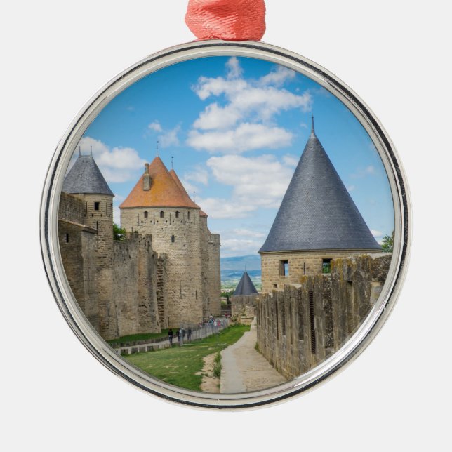 Mediaeval Walls of Carcassonne Metal Tree Decoration (Front)