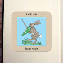 Mediaeval Warrior Rabbit Bookplate
