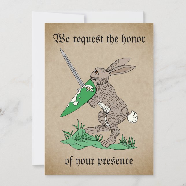 Mediaeval Warrior Rabbit Invitation (Front)