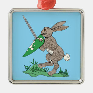 Mediaeval Warrior Rabbit Metal Tree Decoration