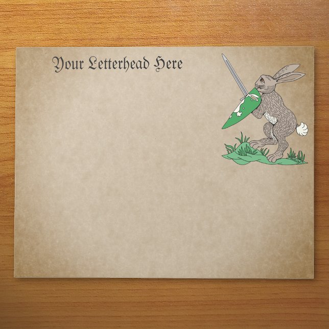 Mediaeval Warrior Rabbit Notepad (Medieval Warrior Rabbit Notepad on Desk)