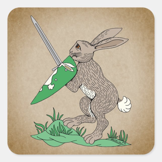 Mediaeval Warrior Rabbit Square Sticker (Front)