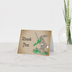 Mediaeval Warrior Rabbit Thank You Card