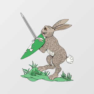 Mediaeval Warrior Rabbit Window Cling