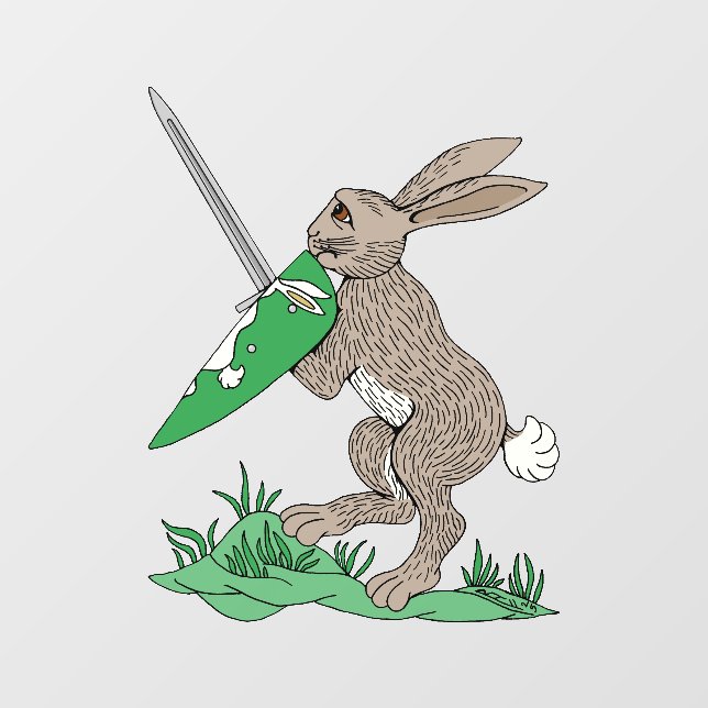Mediaeval Warrior Rabbit Window Cling (Sheet)