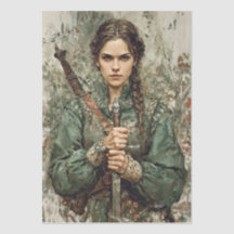 Mediaeval Warrior Woman Fantasy Decoupage Paper
