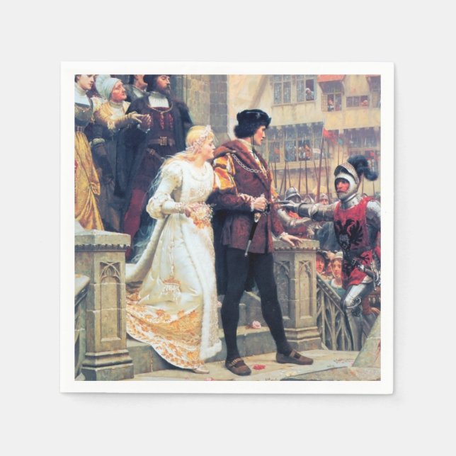 Mediaeval Wedding Bride Groom Knight painting Napkin (Front)