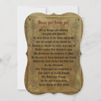 Mediaeval wedding  Invitation decree template