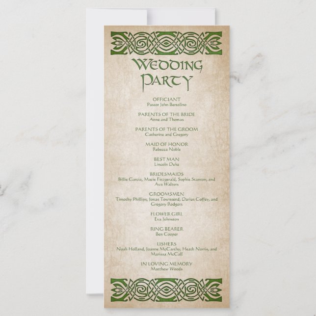 Mediaeval Wedding Program (Back)