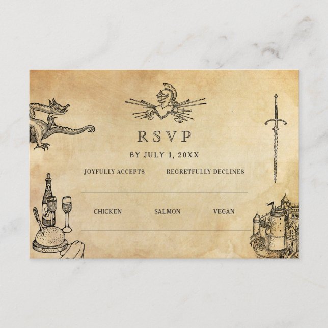 Mediaeval Wedding Wedding Website | RSVP QR Cod Enclosure Card (Front)