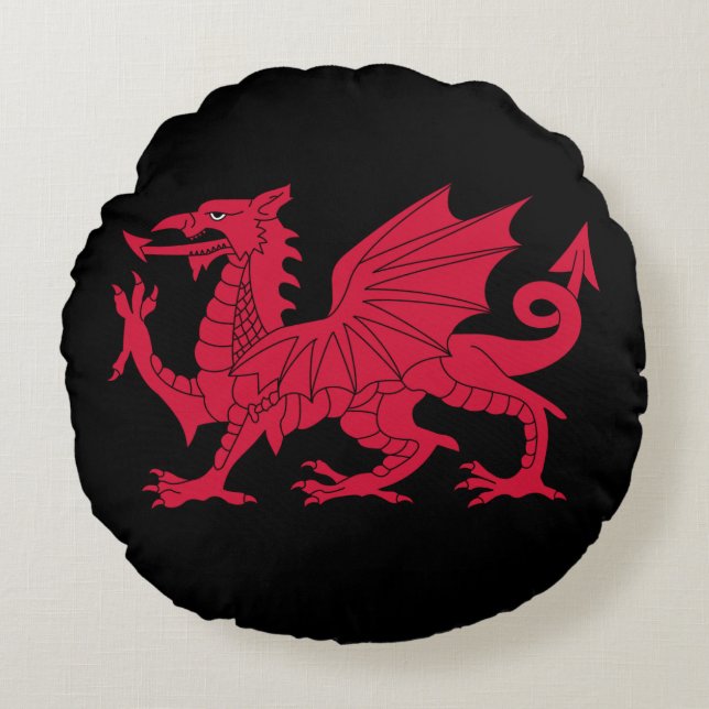 Mediaeval Welsh Dragon Round Cushion (Front)