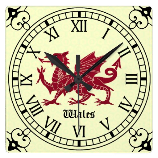 Image of Mediaeval Welsh Dragon Wall Clock - Roman Numerals